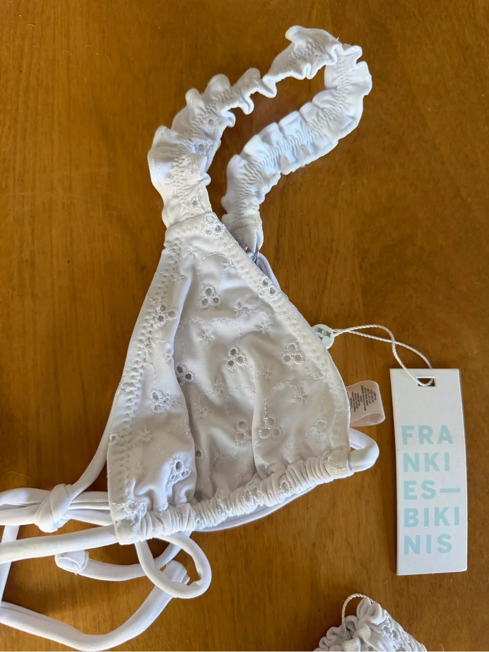 NWT Frankie’s Bikinis Lumia & Full Moon Bikini Set White Eyelet Triangle